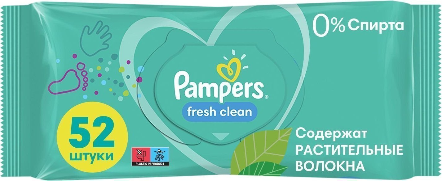 Детские влажные салфетки Pampers Fresh Clean 52 шт (8001841041360). Цена,  купить Детские влажные салфетки Pampers Fresh Clean 52 шт (8001841041360) в  Донецке, Макеевке, Горловке, Харцызске, Енакиево, Мариуполе. Обзор,  описание, продажа