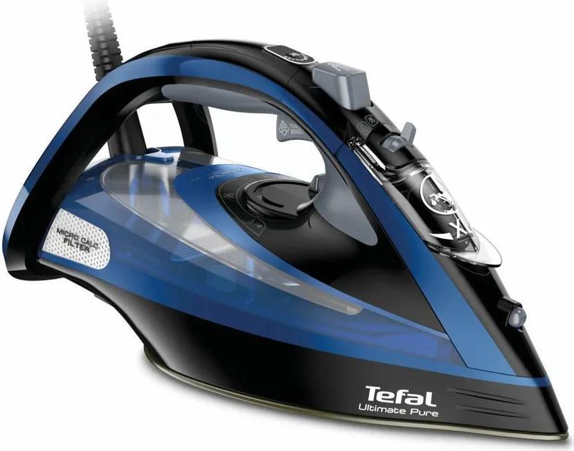 Утюг tefal fv9837e0 ultimate pure micro calc. Утюг Tefal Ultimate Pure fv9845e0. Tefal fv9848. Паровой утюг Тефаль. Tefal Ultimate 300 запчасти шнур.