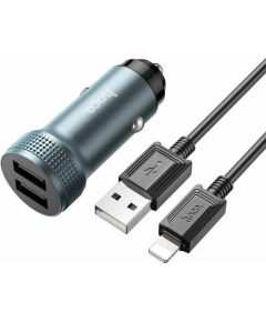 АЗУ Hoco Z49 2USB 2.4A для Lightning 8-pin (Metal grey)