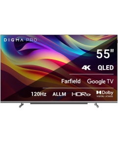 55" Телевизор Digma Pro QLED 55L черный/серебристый 3840x2160, 4K Ultra HD, 120 Гц, Wi-Fi, Smart TV, Google TV