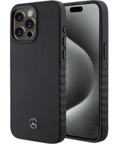 Чехол Mercedes iPhone 15 Pro Max Leather Plain Smooth Hard Black