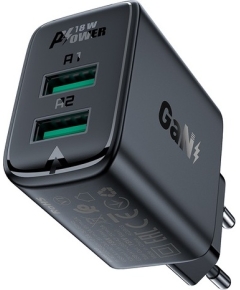 СЗУ ACEFAST A33 QC18W USB-A+USB-A dual port charger (EU). Цвет: черный