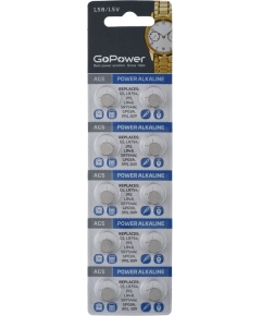 Батарейка GoPower G5/LR754/LR48/393A/193 BL10 Alkaline 1.55V (10/100/3600)