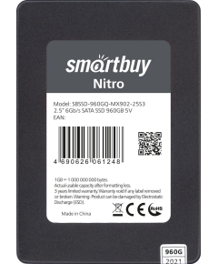 Внутренний SSD Smart Buy 960GB Nitro, SATA-III, R/W - 500/560 MB/s, 2.5", Maxio MAS0902, QLC 3D NAND