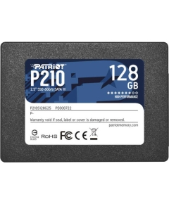 SSD 2.5" 128GB SATA3 Patriot P210, box (P210S128G25) (7 mm, TLC 3D NAND, Silicon Motion SM2258XT, R/W: up to 450/430 MB/s, 4KB W: up to 30000 IOPS, 64 TBW, MTBF: 2M hrs)