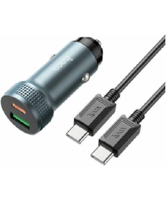 АЗУ Hoco Z49B 1USB+1Type-C 3.0A PD38W+QC3.0 б/з для Lightning 8-pin Type-C (Metal grey)