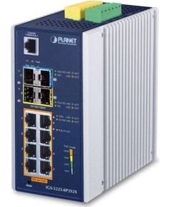 Коммутатор PLANET (IGS-5225-8P2S2X) IP30 Industrial L2+/L4 8-Port 1000T 802.3at PoE+ 2-port 100/1000X SFP + 2-port 10G SFP+ Full Managed Switch