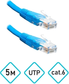 Патч-корд UTP 6 категории, 5 метров, синий