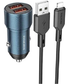 АЗУ Borofone BZ19 2USB 2.4A 12W Lightning 8-pin (Sapphire Blue)