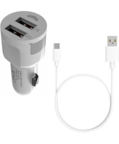 АЗУ Maxvi CCM-212 Plus M, white, 2.1A, 2USB, кабель microUSB