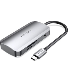 Хаб Vention TOJHB USB-C to HDMI/USB 3.0x3/SD/TF/PD Docking Station Gray 0.15M Aluminum Alloy Type