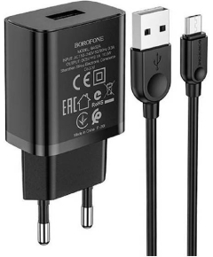 СЗУ Borofone BA52A 1USB 2.1A для Type-C 1м (Black)