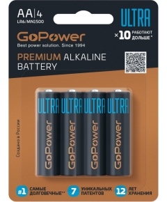 Батарейка GoPower ULTRA LR6 AA BL4 Alkaline 1.5V (4/40/480)