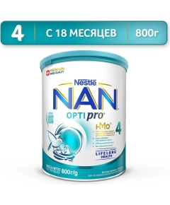 Детская смесь молочная сухая Nestle NAN 4 OptiPro с олигосахаридом 2'FL от 18 месяцев 800 г (7613034698926)