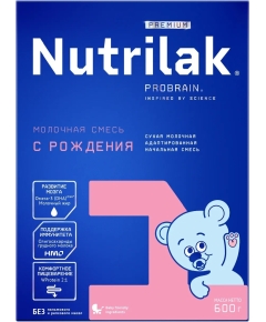 Детская смесь молочная сухая Nutrilak Premium 1 с рождения 600 г (4600490620434)