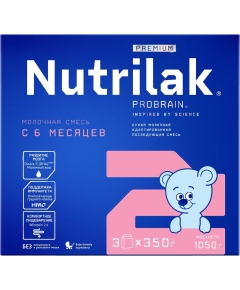 Детская смесь молочная сухая Nutrilak Premium 2 от 6 месяцев 1.050 кг (4600490621288)