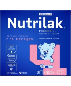 Детская смесь молочная сухая Nutrilak Premium 4 от 18 месяцев 900 г (4600490621691)