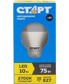 Лампа СТАРТ LED Груша Теплый Свет 2700 10Вт Е27