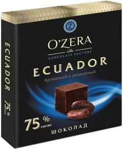 Шоколад O`Zera Ecuador содержание какао 75% 90 г (4600452017098)