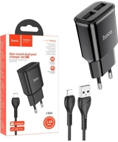 СЗУ 2USB 2.4A Hoco C88A (Black)