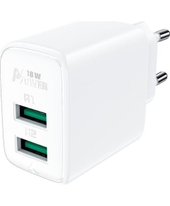 Зарядное устройство двухпортовое ACEFAST A33 QC18W USB-A+USB-A dual port charger (EU). Цвет: белый