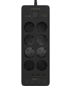 Сетевой фильтр с USB зарядкой HARPER UCH-650 Black PD3.0