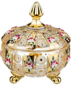 КОНФЕТНИЦА С КРЫШКОЙ "LEFARD GOLD GLASS" ДИАМЕТР=12 СМ. ВЫСОТА=14 СМ. (КОР=24ШТ.) 195-103