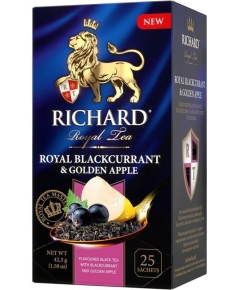 Чай черный Richard Royal Blackcurrant & Golden Apple ароматизированный 25 пакетиков