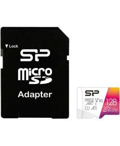 Карта памяти Silicon Power microSDXC 128Gb Class10 SP128GBSTXBV1V20SP Elite + adapter