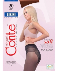 Колготки с имитацией ажурных трусиков Conte BIKINI 20 (8С-34СП), Mocca