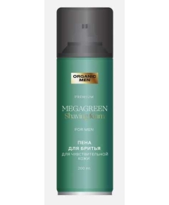 Organic Men MegaGreen Пена для бритья для чувствительной ко, 200 млжи