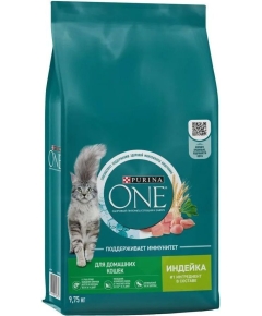 Purina One сухой корм для домашних кошек, с высоким содержанием индейки и цельными злаками, 9.75 кг