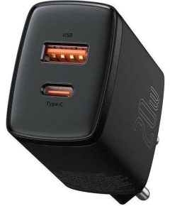 Сетевая зарядка BASEUS Mini Charger Dual USB PD 20W Black (CCCP20UE)