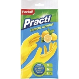 PACLAN Перчатки резиновые с ароматом лимона L желтые, 1пара