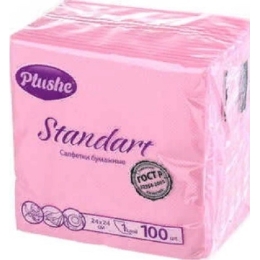 Салфетки бумажные 24 x 24см Plushe Standart 1 слой, 100 листов, Розововая/пастель(7942361012540)