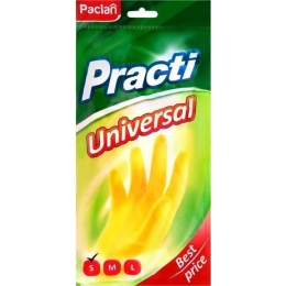 Paclan Universal Пара резиновых перчаток желтые р. S