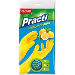 Перчатки резиновые Paclan с ароматом лимона желтые, 1 пара (5900942350025)