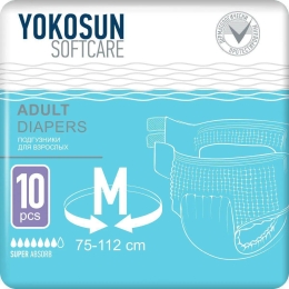 Подгузники для взрослых YokoSun размер М (75 - 112 см) 10 шт (4602009725494)