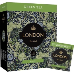 Чай зелёный пакетированный London 100 пак Green Tea Tea Club 200 г (4607051545748)