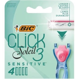 Кассеты сменные BIC Click Soleil 3 Sensitive  для женщин 4 штуки