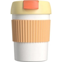Термостакан-непроливайка KissKissFish Rainbow Vacuum Coffee Tumbler (желтый, оранжевый, белый)