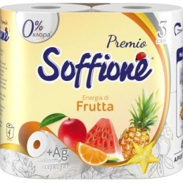 Туалетная бумага Soffione Premio Energia di Frutta 3 слоя 8 рулонов
