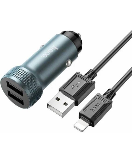 АЗУ Hoco Z49 2USB 2.4A для Lightning 8-pin (Metal grey)