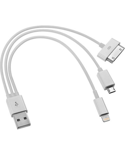 Универсальный кабель DeTech USB AM to iphone4+iphone5/6+Micro5pin