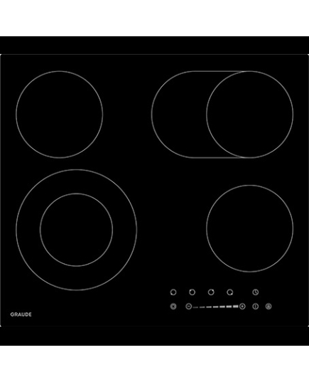 Встраиваемые электрические панели Graude/ Электрическая, 590 х 52 х 520 мм, Сенсорное управление, 9 ступеней нагрева, Функция таймера, Двойная и ова