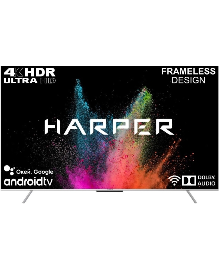 75" Телевизор Harper 75U770TS черный 3840x2160, Frameless, Ultra HD, 50 Гц, WIFI, SMART TV, Android TV