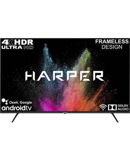 55" Телевизор Harper 55U770TS чёрный 3840x2160, Ultra HD, 50 Гц, Wi-Fi, Smart TV, Android TV