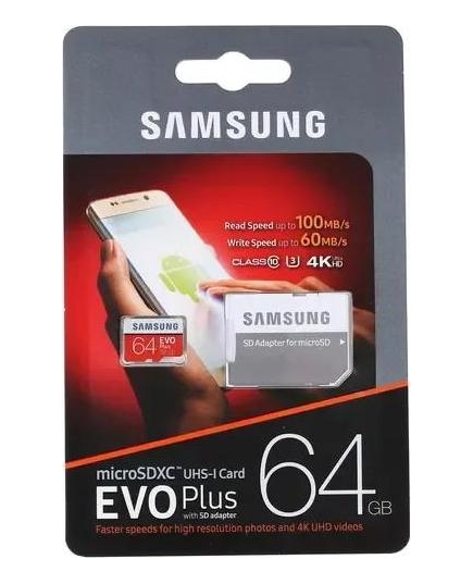 Карта памяти SAMSUNG microSDXC 64GB EVO PLUS UHS-I U3 (R100, W60MB/s)