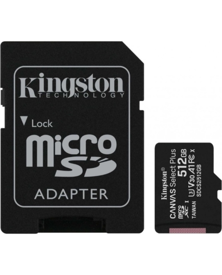 Карта памяти Kingston microSDXC 512GB SDCS2/512GBSP Canvas Select Plus + adapter