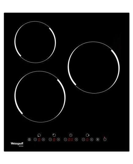 Встраиваемая электрическая панель Weissgauff HV 430 B 45 см, 3 конфорки, стеклокерамика Vitro Ceramic Glass, сенсорное управление, индикация степени